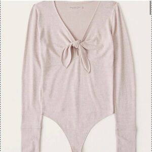 Abercrombie & Fitch Dusty‎ Pink Tie Front Soft A&F Cozy Body Suit